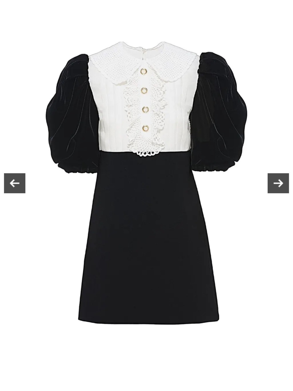 Miu Miu Black and White Puff-Sleeve Mini Dress